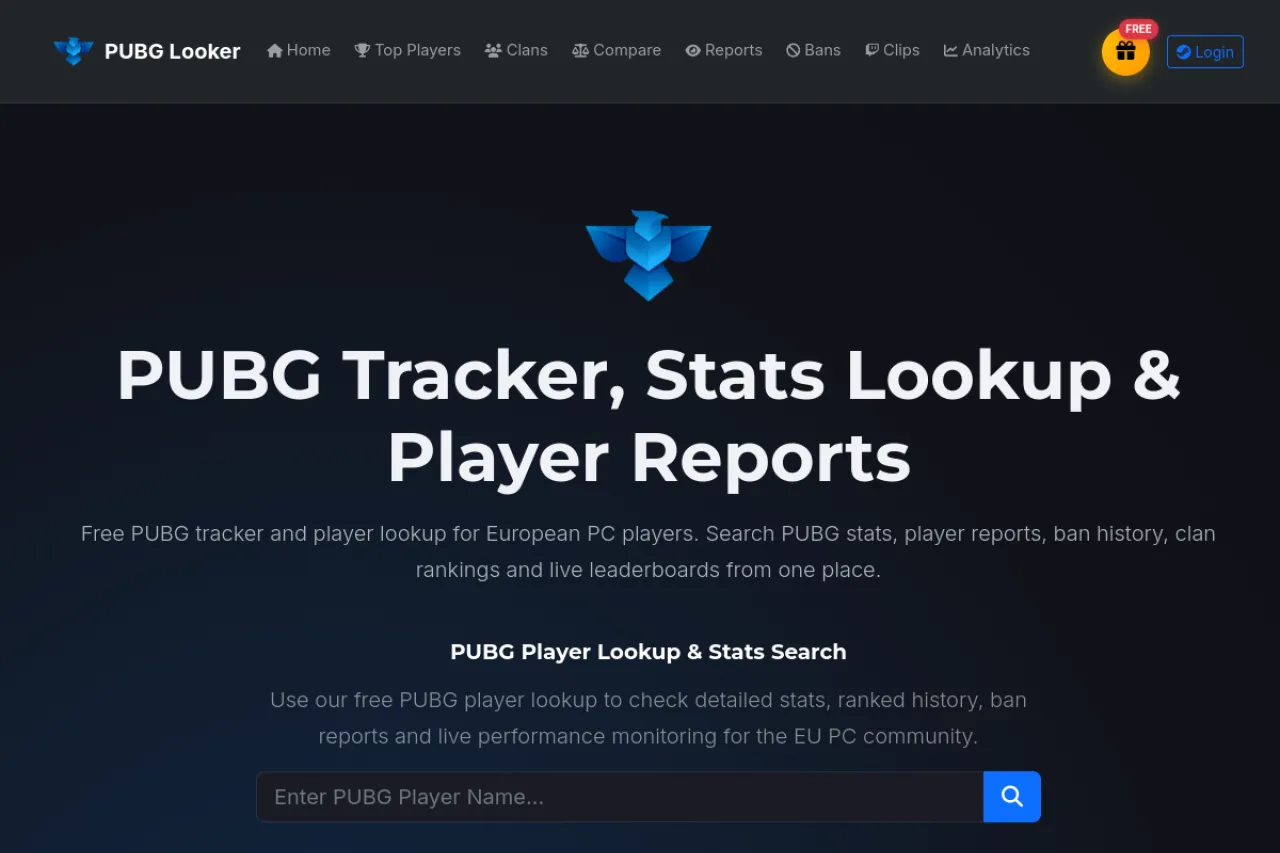 PUBG Looker — homepage screenshot
